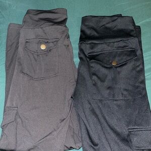 NWOT Set of 2 leggings with cargo button pockets